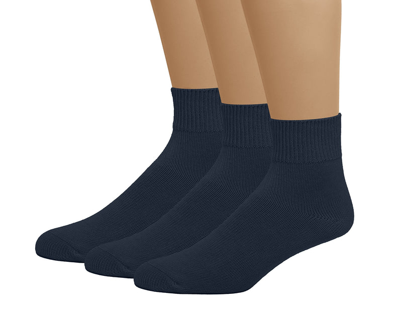 [Australia] - Classic Women's Diabetic Non-Binding Ankle Cotton Socks 3-Pack 10-13 Plus Navy 