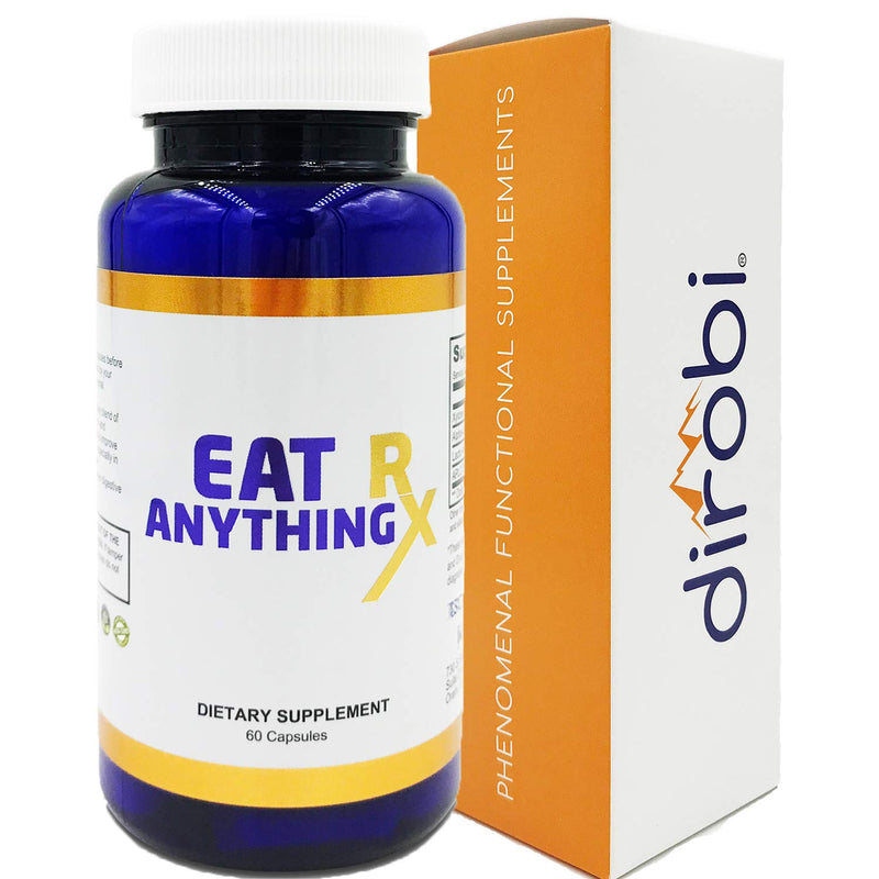 [Australia] - Dirobi Eat Anything Rx Digestive Enzymes, Gut-Health Supplements for Gas and Bloating Relief for Women and Men, Daily Prebiotic and Probiotic Supplement, 60 Capsules 60 Count (Pack of 1) 