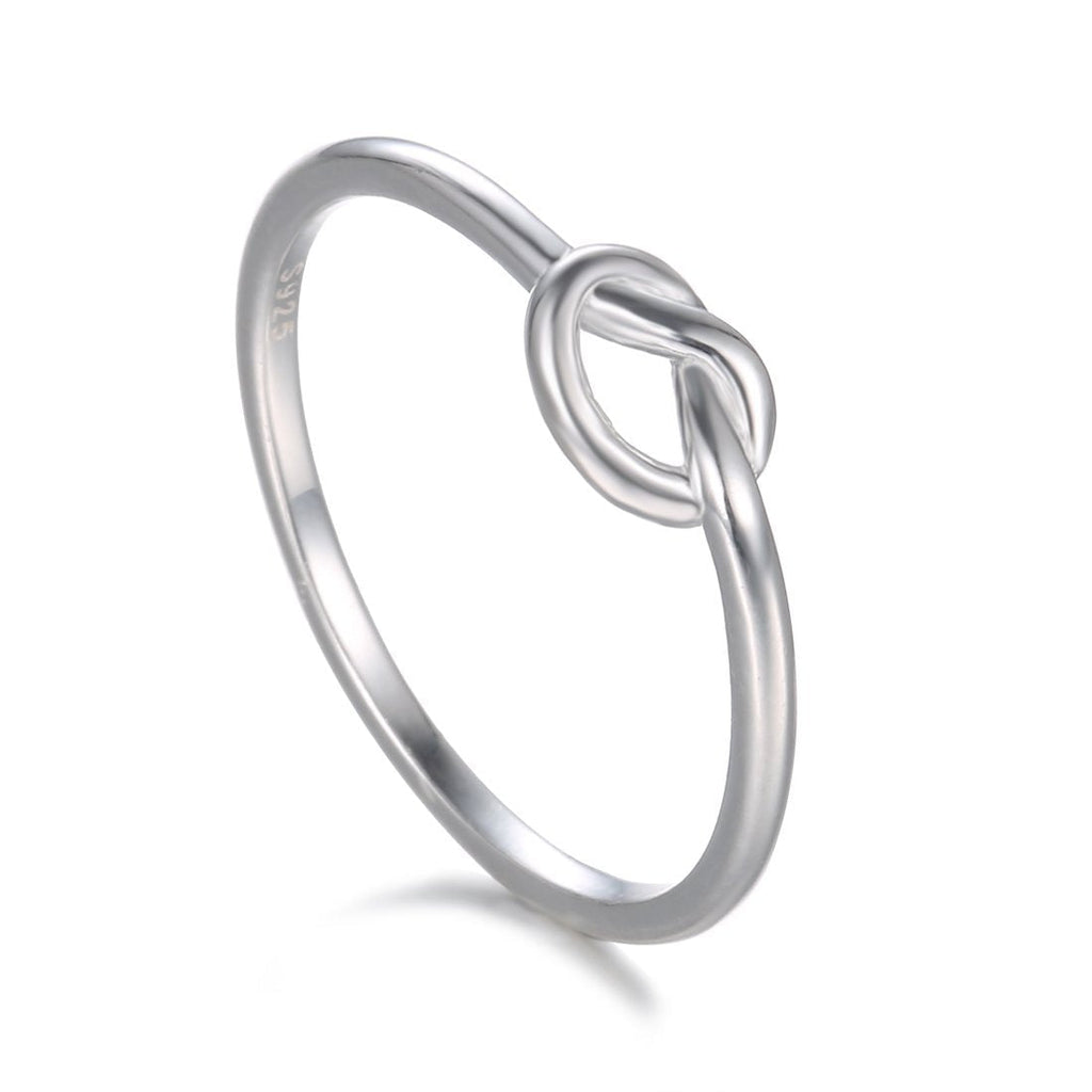 [Australia] - BORUO 925 Sterling Silver Ring Love Knot Promise Friendship High Polish Comfort Fit Band Ring Size 4-12 platinum-plated sterling silver 