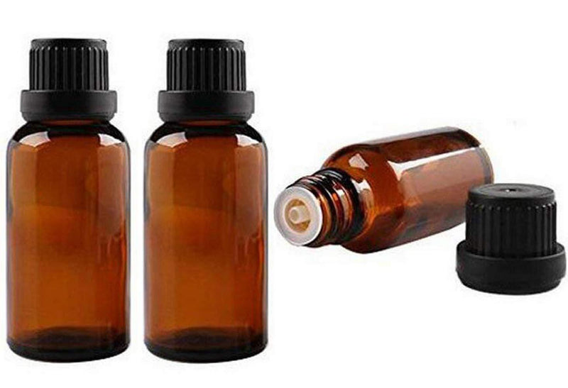 [Australia] - erioctry 50ml Amber Glass Vial Essential Oil Bottles Attar Bottles with Orifice Reducer and Black Cap for Essential Oils, Chemistry Lab Chemicals, Colognes & Perfumes Pack of 3 (50ml) 