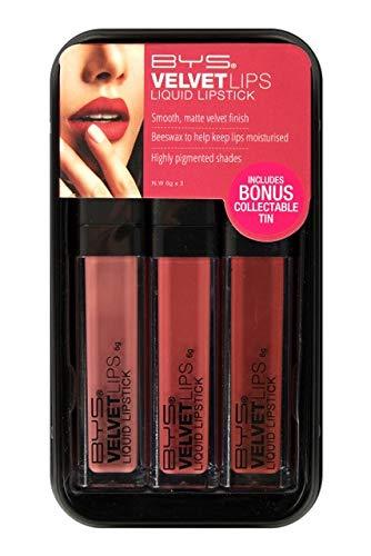 [Australia] - BYS Velvet Lips Liquid Lipstick Set - 3 Shade Collection in Travel Kit, Long-lasting Lipsticks for Women Red 