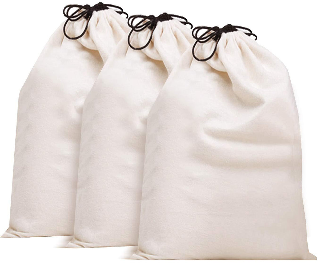 [Australia] - MISSLO Cotton Breathable Dust-proof Drawstring Storage Pouch Bag (Pack 3 L) Large 