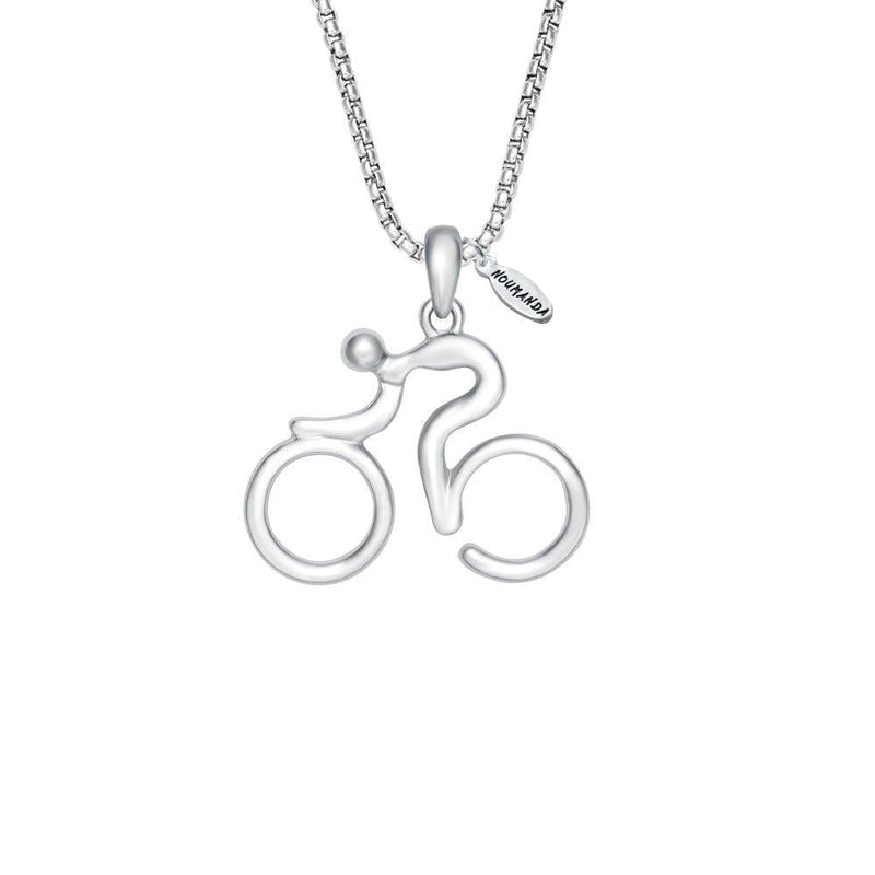 [Australia] - NOUMANDA Stainless Steel Bicycle Bike Sport Pendant Necklace for Cycling Lovers Gifts (silver) 