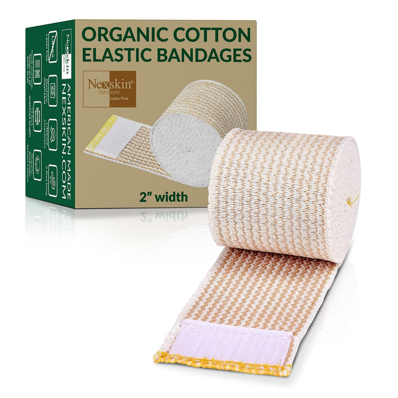 [Australia] - Nexskin (2” Wide, 1 Pack) | Latex Free Organic USA Cotton | Stretch Elastic Athletic/Medical Compression Bandage Hook & Loop Fasteners Both Ends | Lifetime Washable Reusable 2 Inch (Pack of 1) 