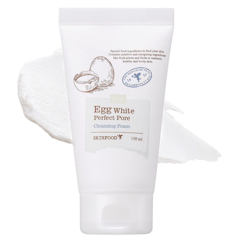[Australia] - SKIN FOOD Egg White Perfect Pore Cleansing Foam 5.07 oz. (150ml) - Egg Yolk, Albumin Contained Pore Refining Facial Foam Cleanser, Removes Impurities from Pores, Skin Smooth and Soft 