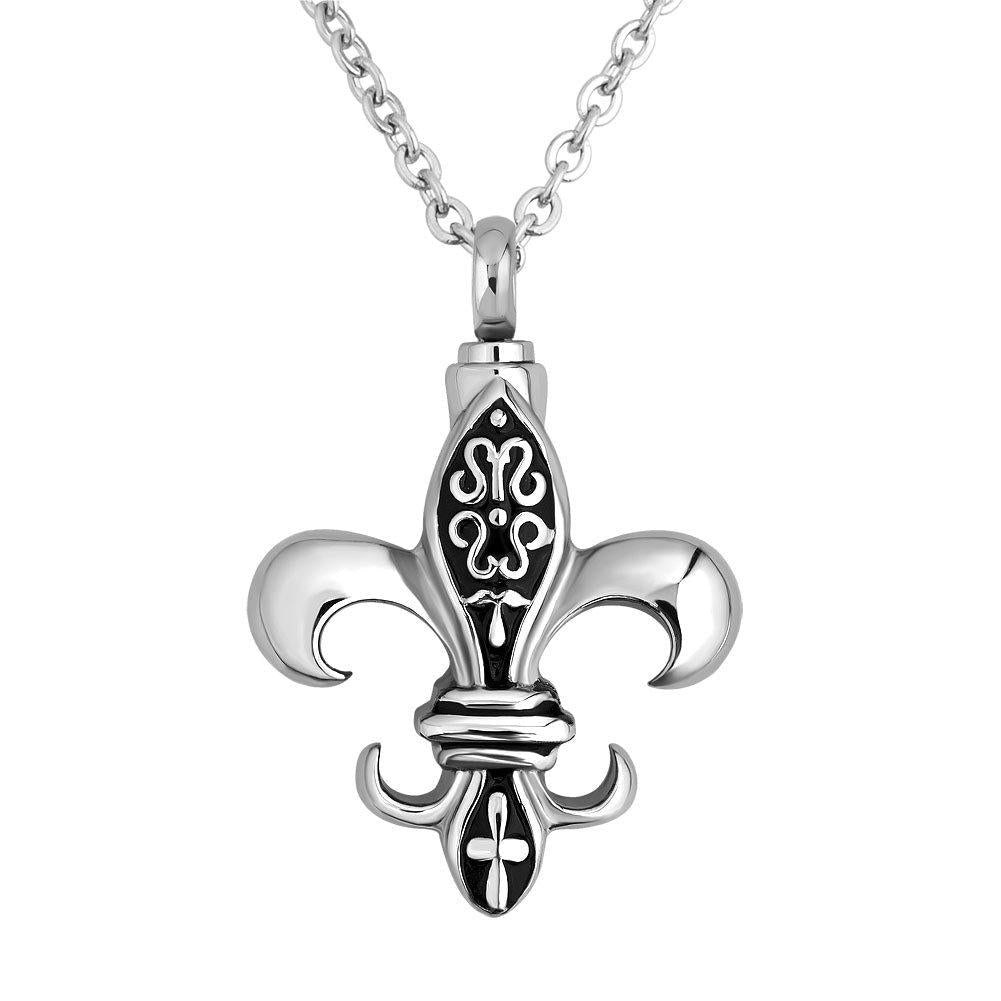 [Australia] - LilyJewelry Fleur De Lis Urn Necklace for Ashes Keepsake Memorial Cremation Pendant 