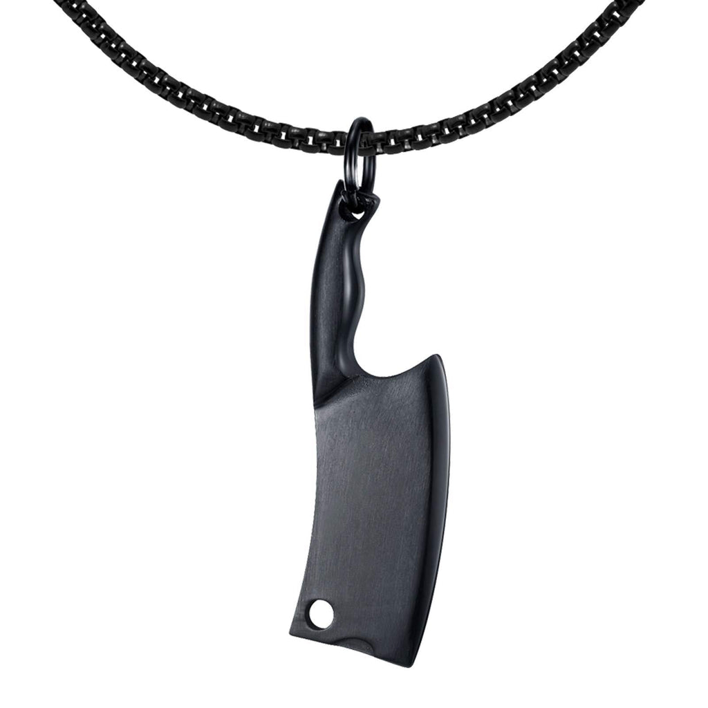 [Australia] - Xusamss Fashion Classic Titanium Steel Kitchen Knife Pendant Chef Necklace,22inches Box Chain plated black steel 