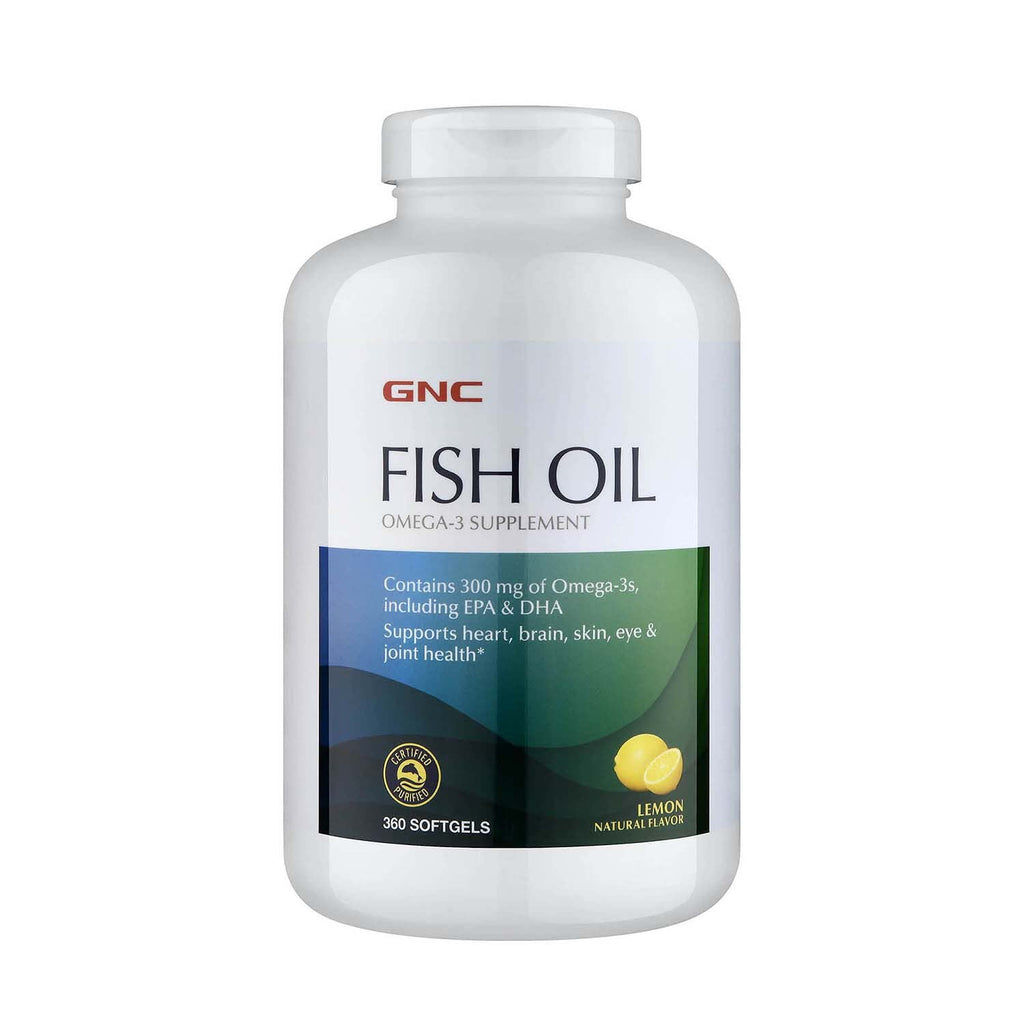 [Australia] - GNC Fish Oil | Omega-3 Supplement, Supports Heart, Brain, Skin, Eye & Joint Health | Lemon | 360 Softgels 360 Servings (Pack of 1) 