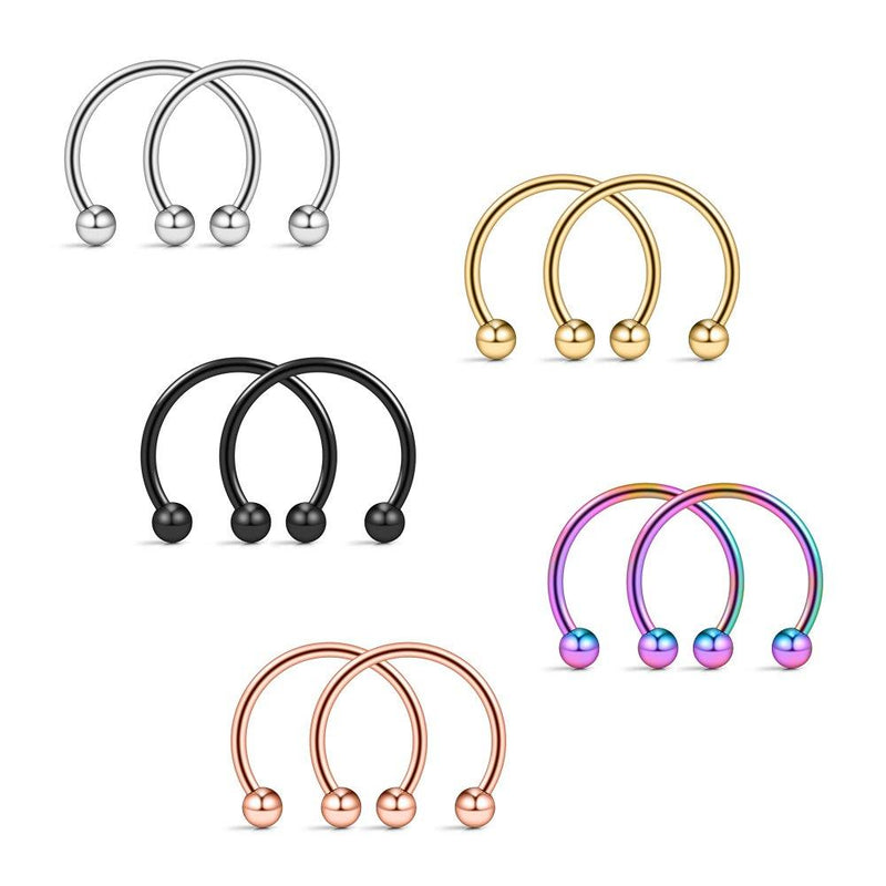 [Australia] - Ruifan 10-24PCS 16G Surgical Steel Nose Septum Horseshoe Hoop Earring Eyebrow Tragus Lip Piercing Ring 10mm w Balls 