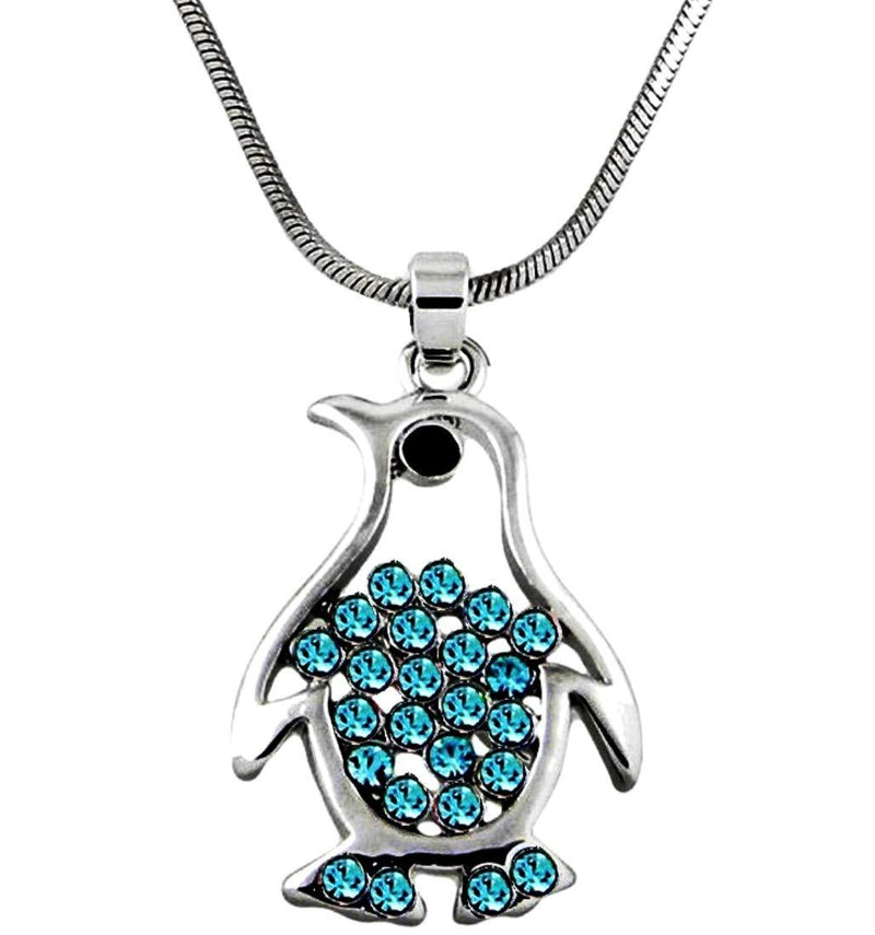 [Australia] - DianaL Boutique Silver Tone Penguin Pendant Necklace 21" Chain Enameled Gift Boxed Fashion Jewelry 