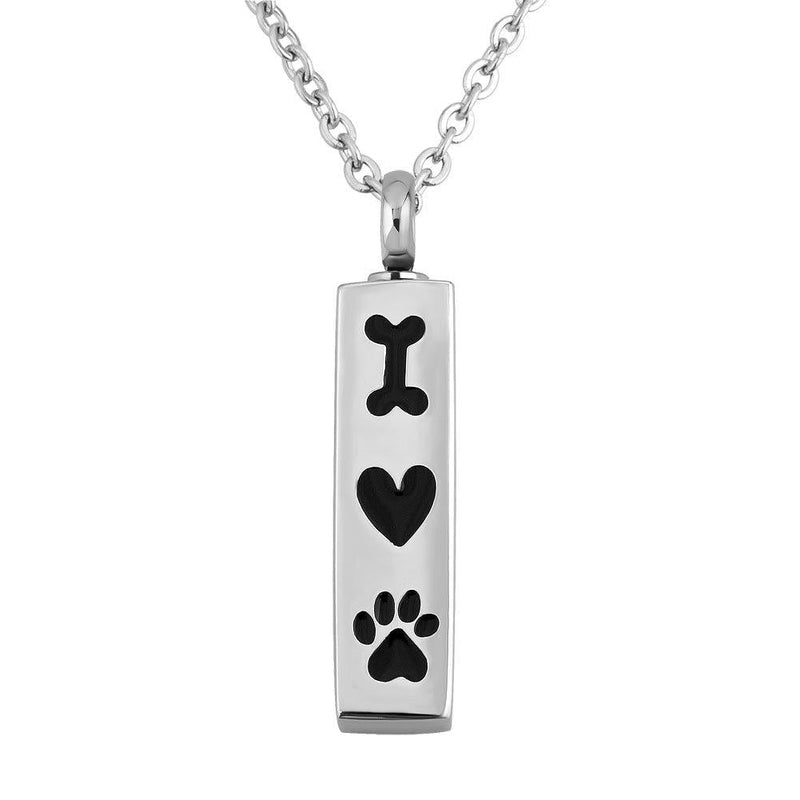 [Australia] - LilyJewelry I Love Paw Prints Urn Necklace for Ashes Keepsake Memorial Cremation Pendant 