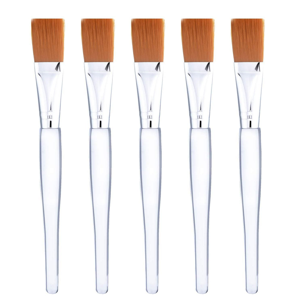 [Australia] - Facial Mask Brush Makeup Brushes Cosmetic Tools with Clear Plastic Handle, 5 Pack (Silver with Yellow Brush) Silver with Yellow Brush 