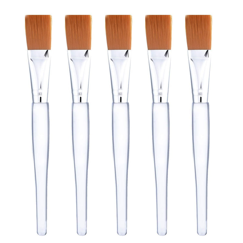 [Australia] - Facial Mask Brush Makeup Brushes Cosmetic Tools with Clear Plastic Handle, 5 Pack (Silver with Yellow Brush) Silver with Yellow Brush 