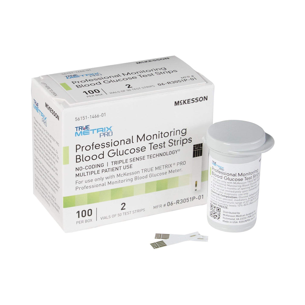 [Australia] - McKesson TRUE METRIX PRO Professional Monitoring Blood Glucose Test Strips - No Coding, Triple Sense Technology, Multiple Patient Use - Vials of Strips, 100 Strips, 1 Pack (100 ct) 