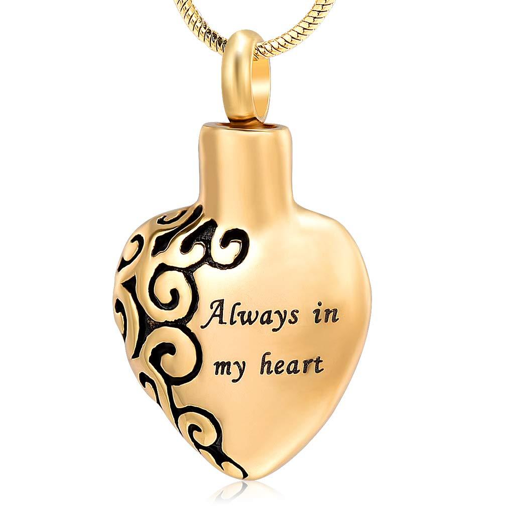 [Australia] - Minicremation Cremation Jewelry for Ashes - Always in My Heart Ashes Pendant with Tree of Life Urn Necklace for Ashes, Keepsakes Memorial Ash Jewelry Gold 