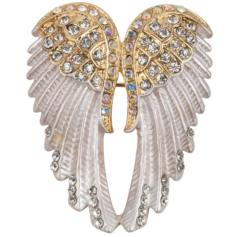 [Australia] - Szxc Women's Guardian Angel Wings Pendant Pin Brooches Crystal Jewelry gold 
