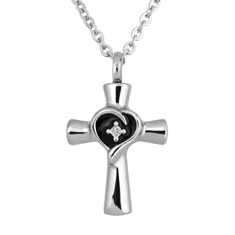 [Australia] - Q&Locket Religion Cross Heart Memorial Urn Necklaces Ash Holder 