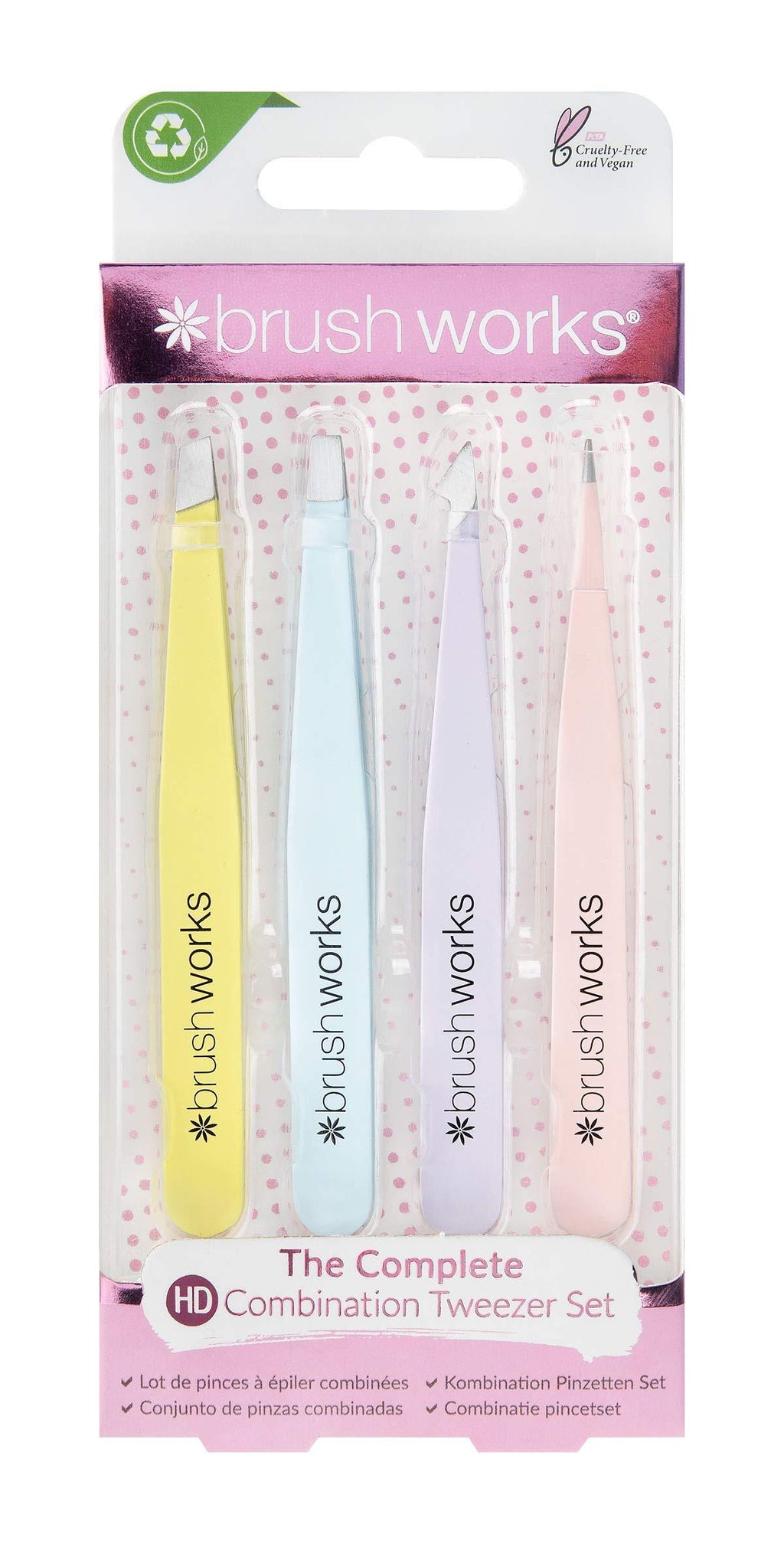 [Australia] - Brushworks HD 4 Piece Combination Tweezer Set - Mixed 