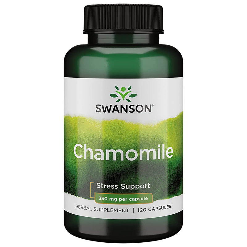 [Australia] - Swanson Chamomile Stress Support - Made with German Chamomile Flower - Herbal Supplement to Promote Stress, Relaxation and Sleep Support - Helps Easy Body and Mind - (120 Capsules) 1 