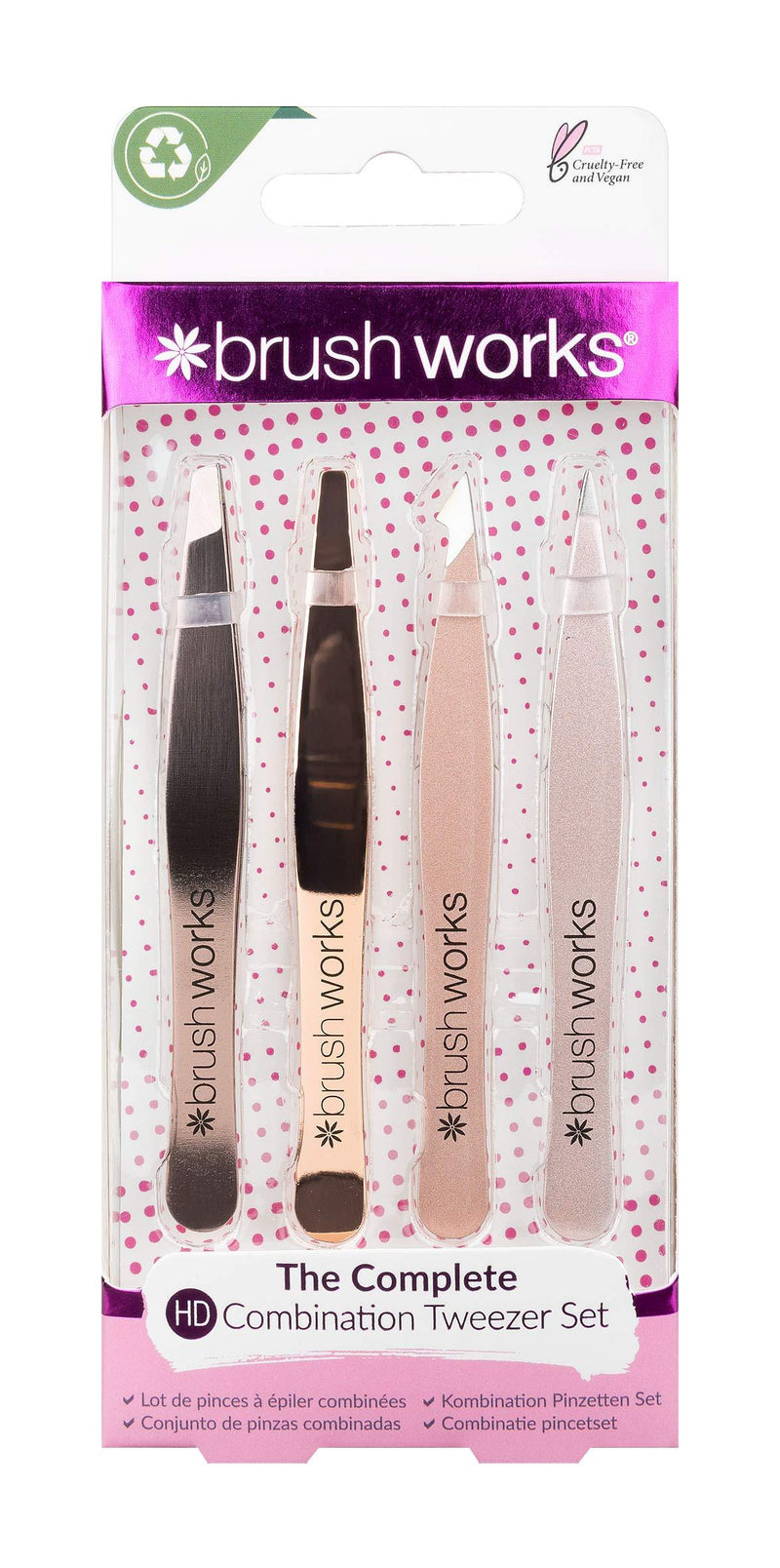 [Australia] - Brushworks Tweezer Set - 4 Piece Gold Chrome 