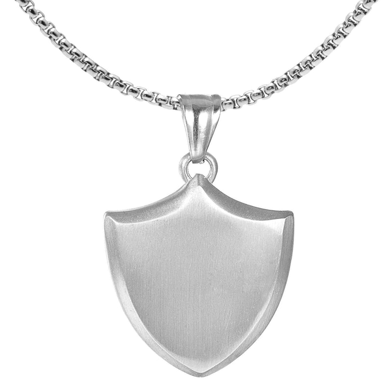 [Australia] - Xusamss Punk Rock Titanium Steel Shield Pendant Necklace,24inches Link Chain 316L Steel Shield 