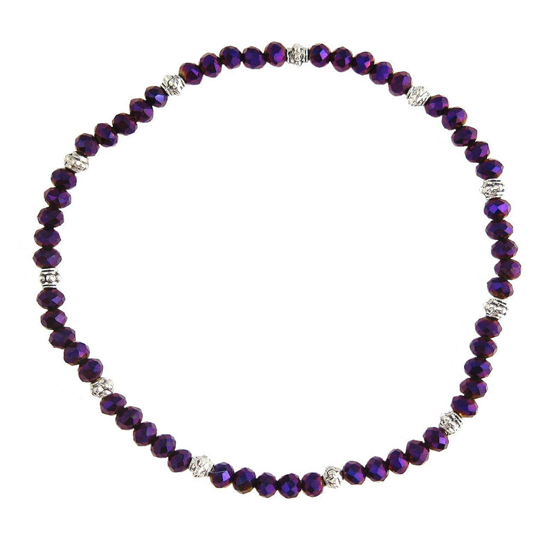 [Australia] - Stretch Bead Ankle Bracelet Anklet - Metallic Purple (A113) 