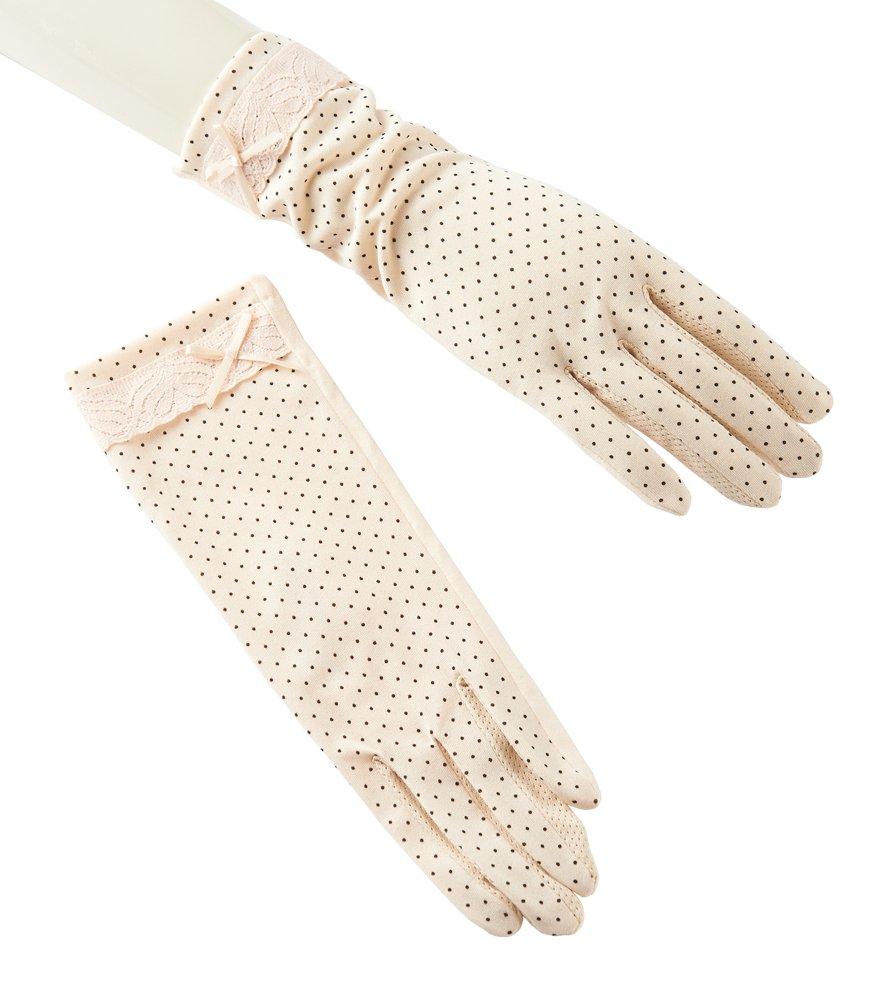 [Australia] - Women's Uv Protection Driving Gloves, Sun Block Glove Touch Screen Cotton Non-slip One Size Beige 