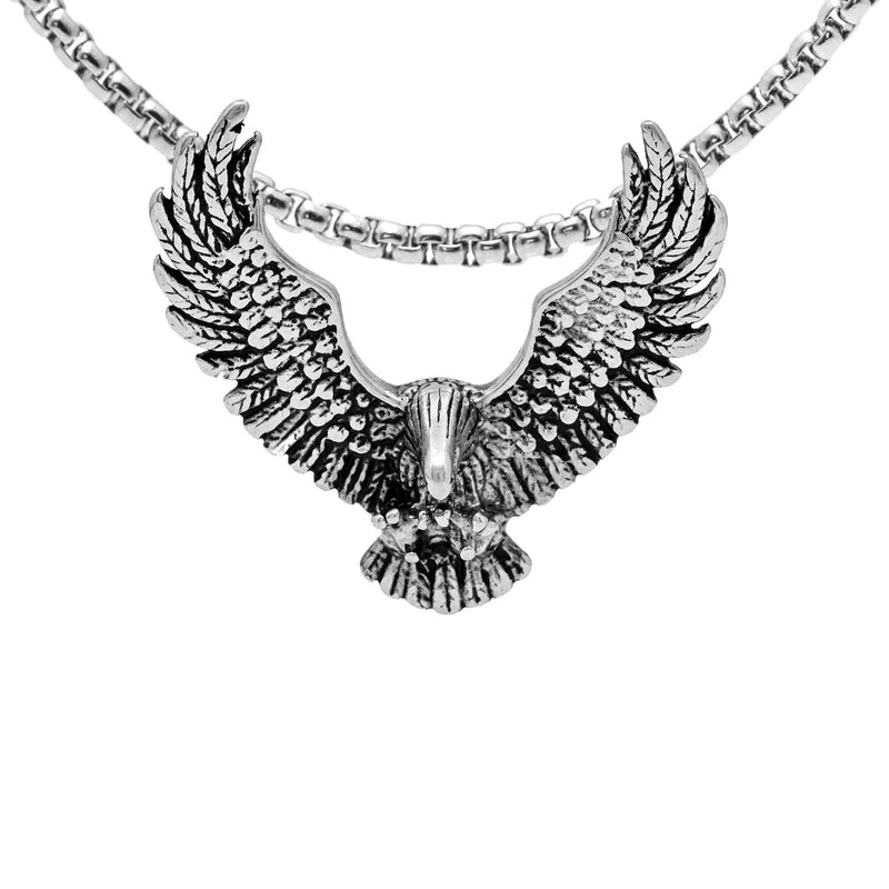 [Australia] - Xusamss Punk Rock Titanium Steel Wings Eagle Pendant Necklace,24inhes Link Chain 316L Steel Eagle 