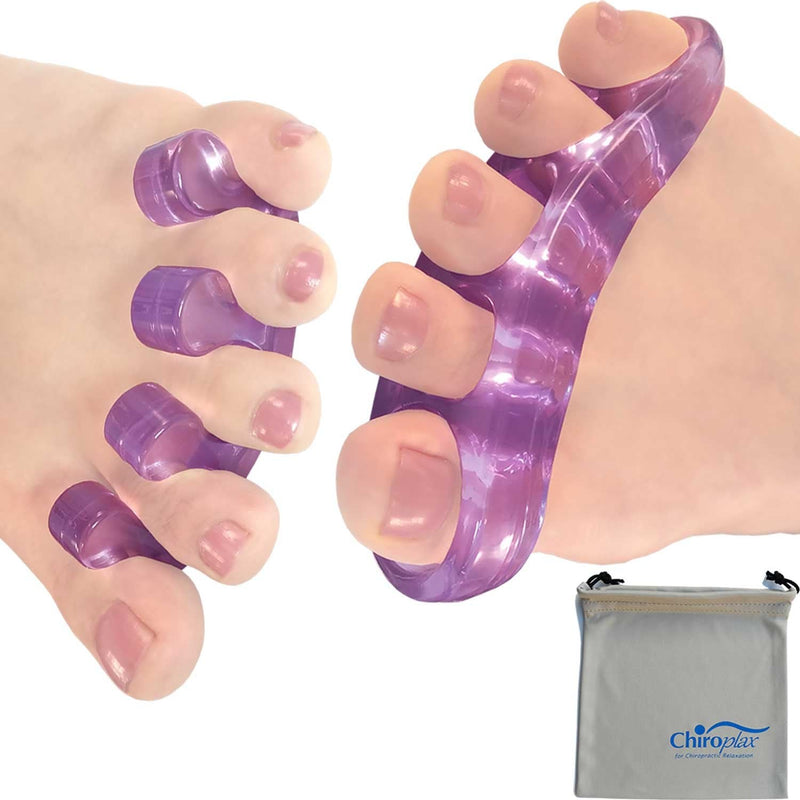 [Australia] - Chiroplax Gel Toe Separators Stretchers (2 Pairs w/Pouch) Toe Spacer Spreader for Bunion Relief, Hammer Toes, Toe Straightener (Lavender) Lavender 