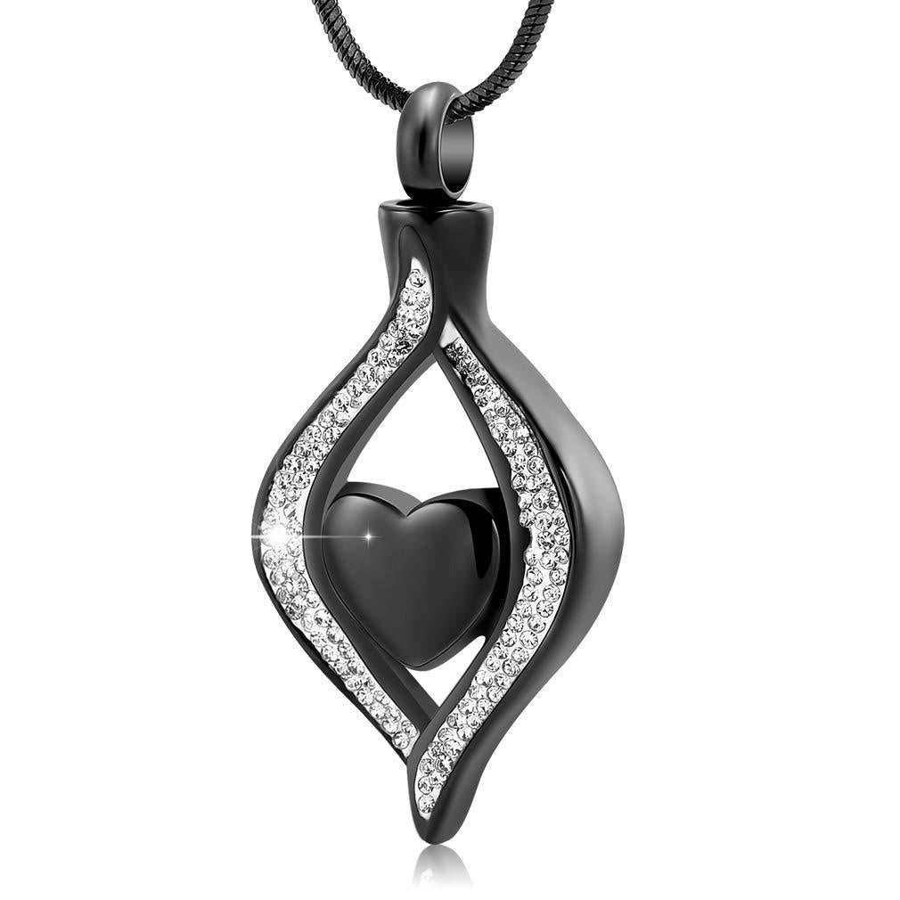 [Australia] - Minicremation Cremation Jewelry for Ashes The Eye of My Heart Keepsake Memorial Jewelry for Urn Necklace Stainless Steel Ashes Pendant with 20 Inch Chain Black 