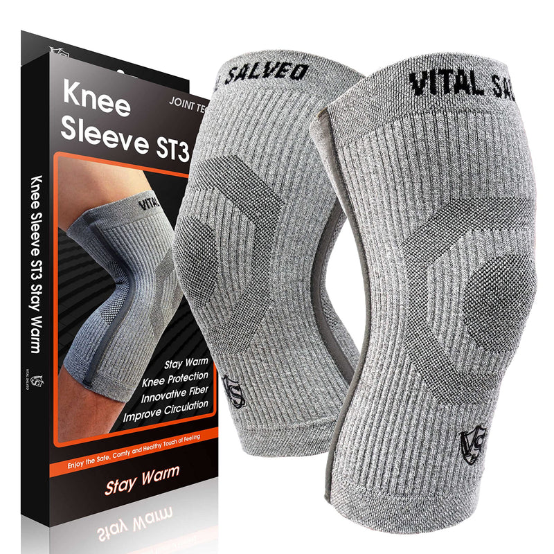[Australia] - Vital Salveo-Compression Recovery Knee Sleeves Braces ST3-Stay Warm, Ideal for Sports and Daily Wear Pain Relief Protects Joint (1 Pair) XX-Large 
