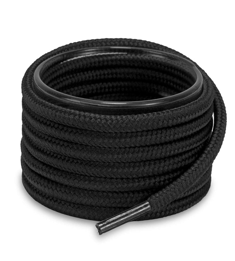 [Australia] - Shoemate Solid Color Round Shoe Laces for Sneakers, Boots and Athletic Shoes with 4 Shoelace Tip Algets 24"(61cm) 01 Black 