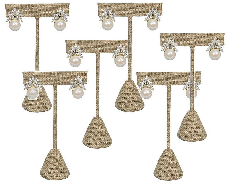 [Australia] - N'icePackaging 6 Burlap 6.75" Earring T Stand Display, T Shape Holder for Tradeshow, Home Business, Promotion, or just for Home. 
