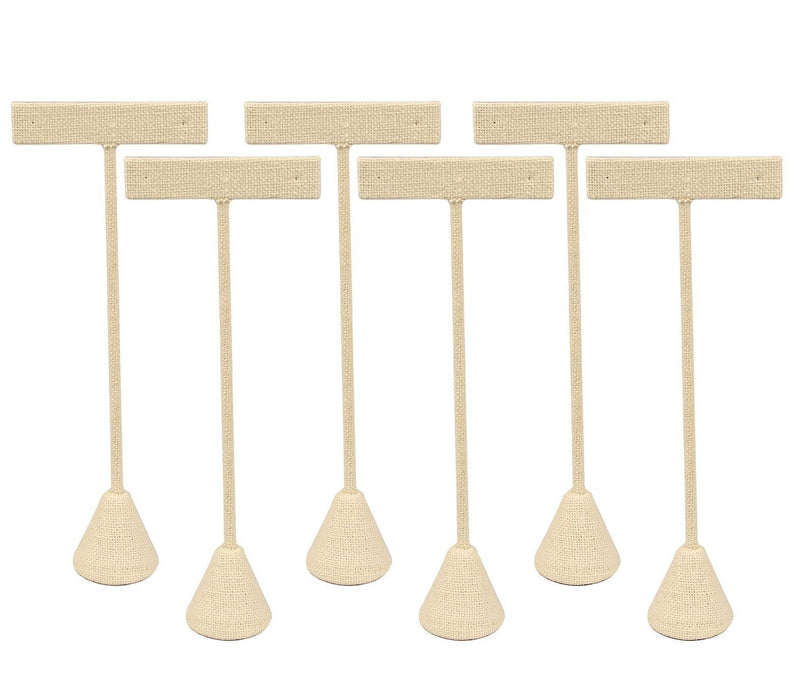 [Australia] - N'icePackaging 6-Pack 5.75" Tall - Beige Linen Earring T Stand Display T Shape Showroom and Tradeshow 