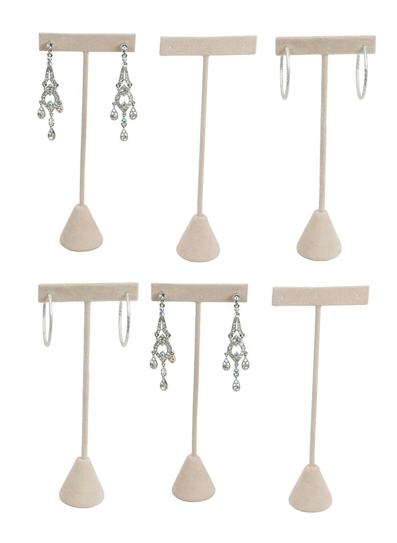 [Australia] - N'icePackaging 6-Pack Beige Faux Suede 6.75" Earring T Stand Display T Shape Showroom and Tradeshow 