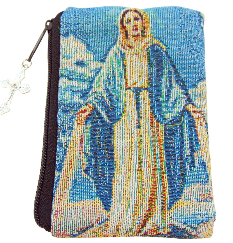 [Australia] - Sacred Traditions Miraculous Mary Our Lady of Grace Tapestry Rosary Case with Zipper 5 Inch Pouch Boxed 