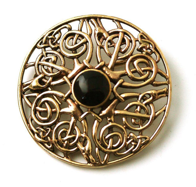 [Australia] - LynnAround Vintage brooches Bronze Norse Filigree Celtic Knot Black Stone Thailand Jewelry Brooch 