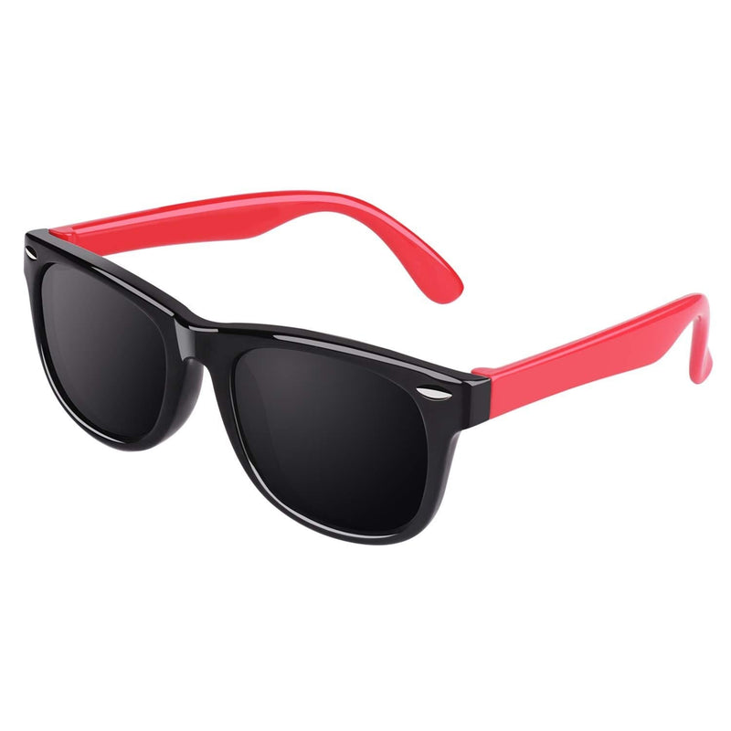 [Australia] - CGID Soft Rubber Kids Polarized Sunglasses for Children Age 3-10,K02 Black Red Grey 