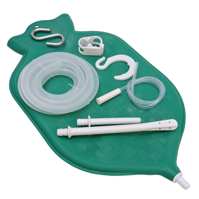 [Australia] - HealthGoodsIn - The Perfect Enema Bag Kit in Green Color for Colon Cleansing with Platinum Cured Silicone Hose (2 Quart, Open Top) 