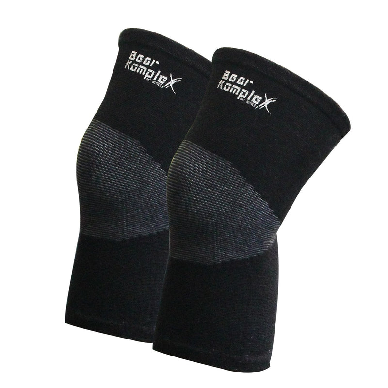 [Australia] - Bear KompleX Compression LITE Neoprene Knee Sleeves, Support for Workouts & Running. Sold in Pairs-Crossfit Training, Weightlifting, Wrestling, Squats & Gym Use 4mm Thick, Options for Both Men & Women Black Xlarge 19-23" 