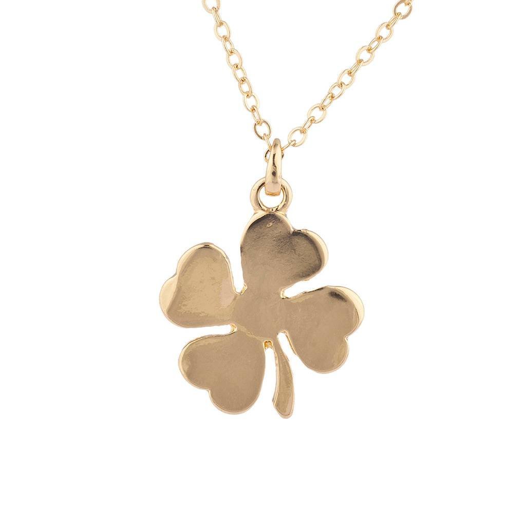 [Australia] - Lux Accessories Goldtone St Patricks Day Four Leaf Clover Luck Charm Necklace 