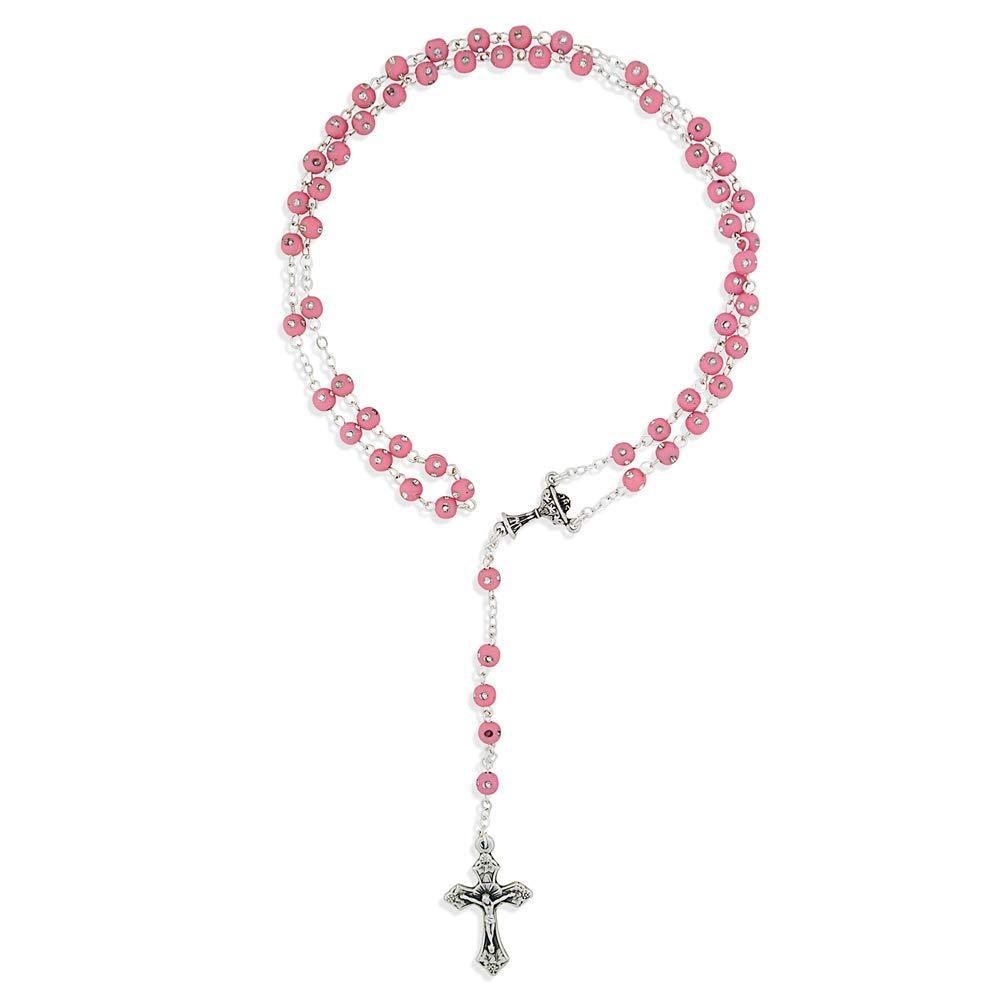 [Australia] - Vatican Imports Italian First Communion Rosary | 3 Colors for Boys or Girls | Christian Jewelry Pink 