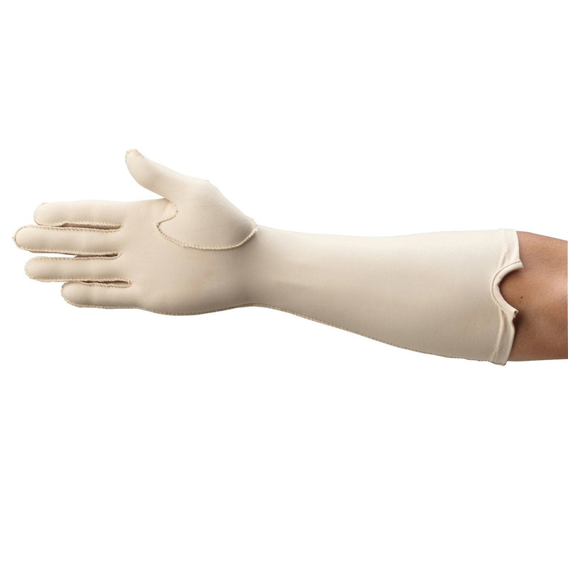 [Australia] - Rolyan 50974 Forearm Length Right Compression Glove, Full Finger Compression Sleeve to Control Edema and Swelling, Water Retention, and Vericose Veins, Covers Fingers to Forearm on Right Arm, Large Right Arm - Full Finger 