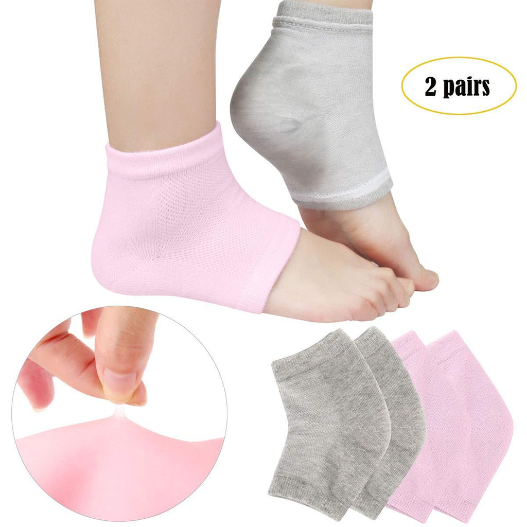 [Australia] - Codream Vented Moisturizing Socks Lotion Gel for Dry Cracked Heels, Spa Gel Socks Humectant Moisturizer Heel Balm Foot Treatment Care Heel Softener Compression 2 Pairs Pink&Grey 
