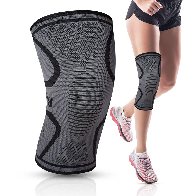 [Australia] - RiptGear Knee Compression Sleeve - Knee Braces for Knee Pain - Compression for Arthritis, Meniscus Tear, Running - Knee Support for Women and Knee Brace for Men - Running Knee Brace, Knee Sleeves Weightlifting (Small, Gray (1 Pack)) Small Gray (1 Pack) 