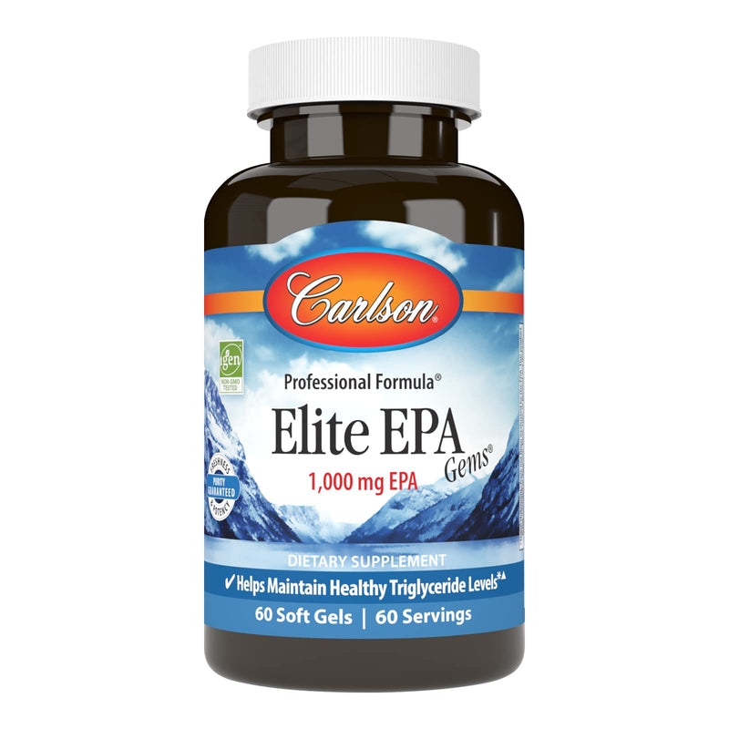 [Australia] - Carlson - Elite EPA Gems, 1000 mg EPA Fish Oil, Wild-Caught, Norwegian Fish Oil Supplement, Sustainably Sourced, Helps Maintain Healthy Triglyceride Levels, 60 Softgels 