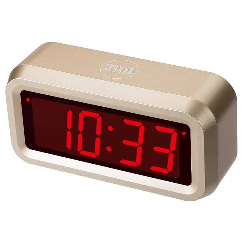[Australia] - Timegyro Digital Alarm Clock Battery Operated with 1.2" Large Display for Bedroom, Heavy Sleepers(Gold) … Golden 