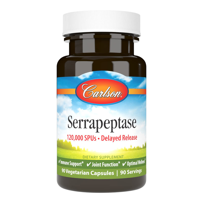 [Australia] - Carlson - Serrapeptase, 120000 SPUs - Delayed Release, Immune Support, Joint Function & Optimal Wellness, 90 Vegetarian Capsules 
