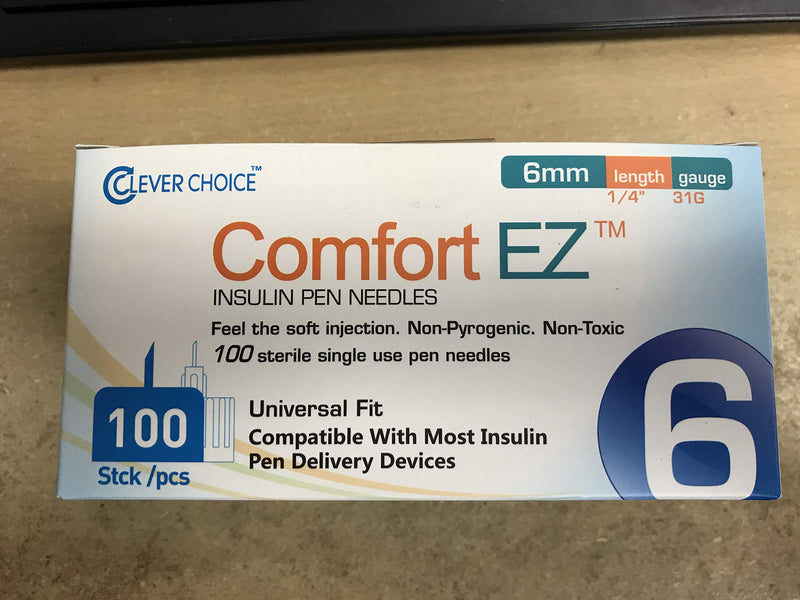 [Australia] - Clever Choice Comfort EZTM Insulin Pen Needles 31G 6mm (1/4 Inch) - 100 Count 