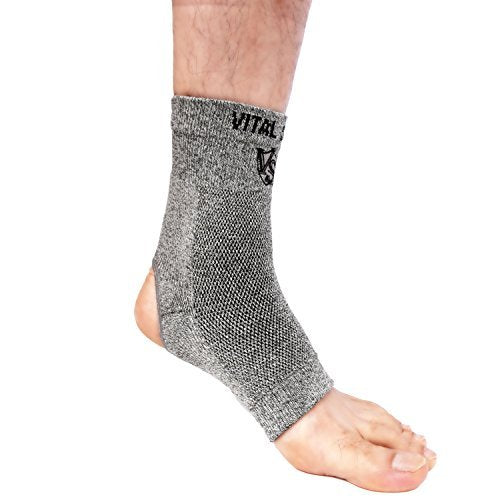 [Australia] - Vital Salveo- Open Toes Compression Germanium and Bamboo Charcoal Ankle Sleeve/brace with Arch Support, Eases Swelling and Achilles tendon (1PC) Light Grey(Opening Heel) X-Large(Opening Heel) 